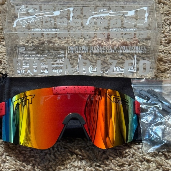 NWT Pit Viper Polarized Sunglasses Red Frame Rainbow Lens – New with Case - Picture 4 of 9